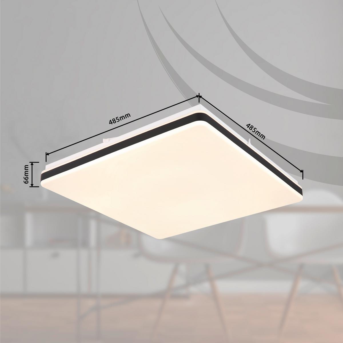 LED-DECKENLEUCHTE 48025OBSH ULLY - Weiss/Schwarz, Konventionell, Kunststoff/Metall (48,5/48,5/6,6cm) - Globo