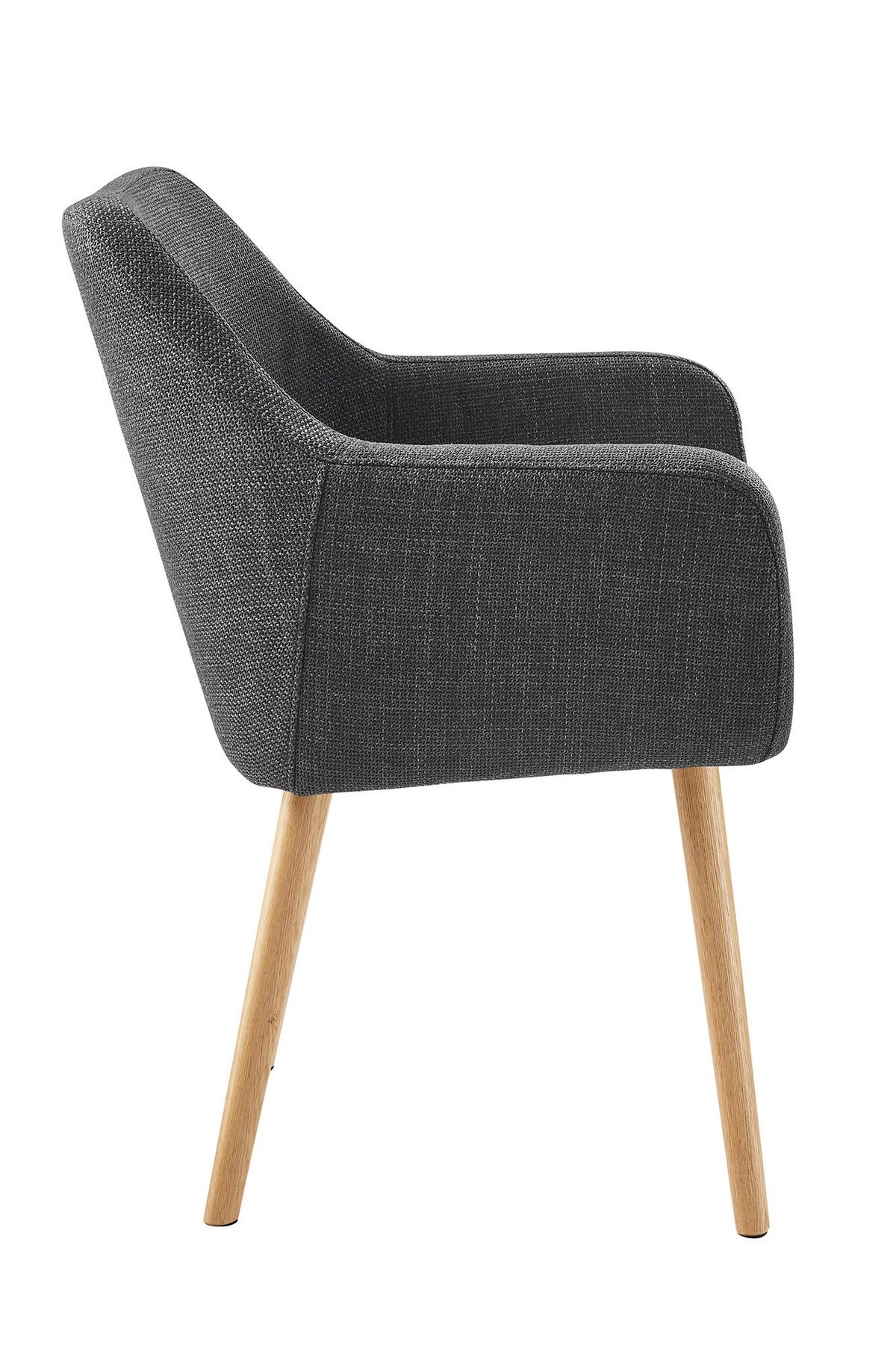 Naslanjač Holz, Temno Siva - temno siva/naravne barve, Moderno, tekstil/les (62/84/60cm) - Livetastic