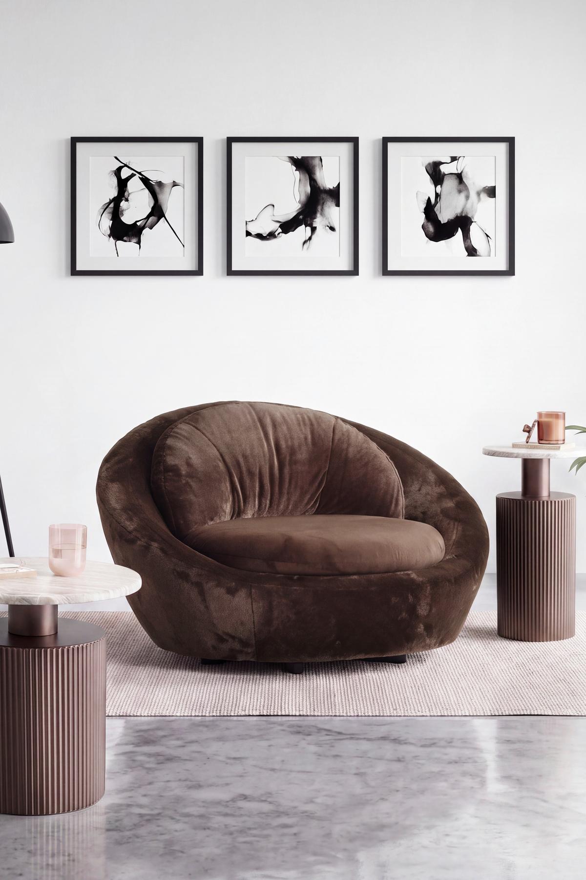Designsessel Pio drehbar Braun - Schwarz/Braun, MODERN, Textil/Metall (130/80/112cm) - Mömax