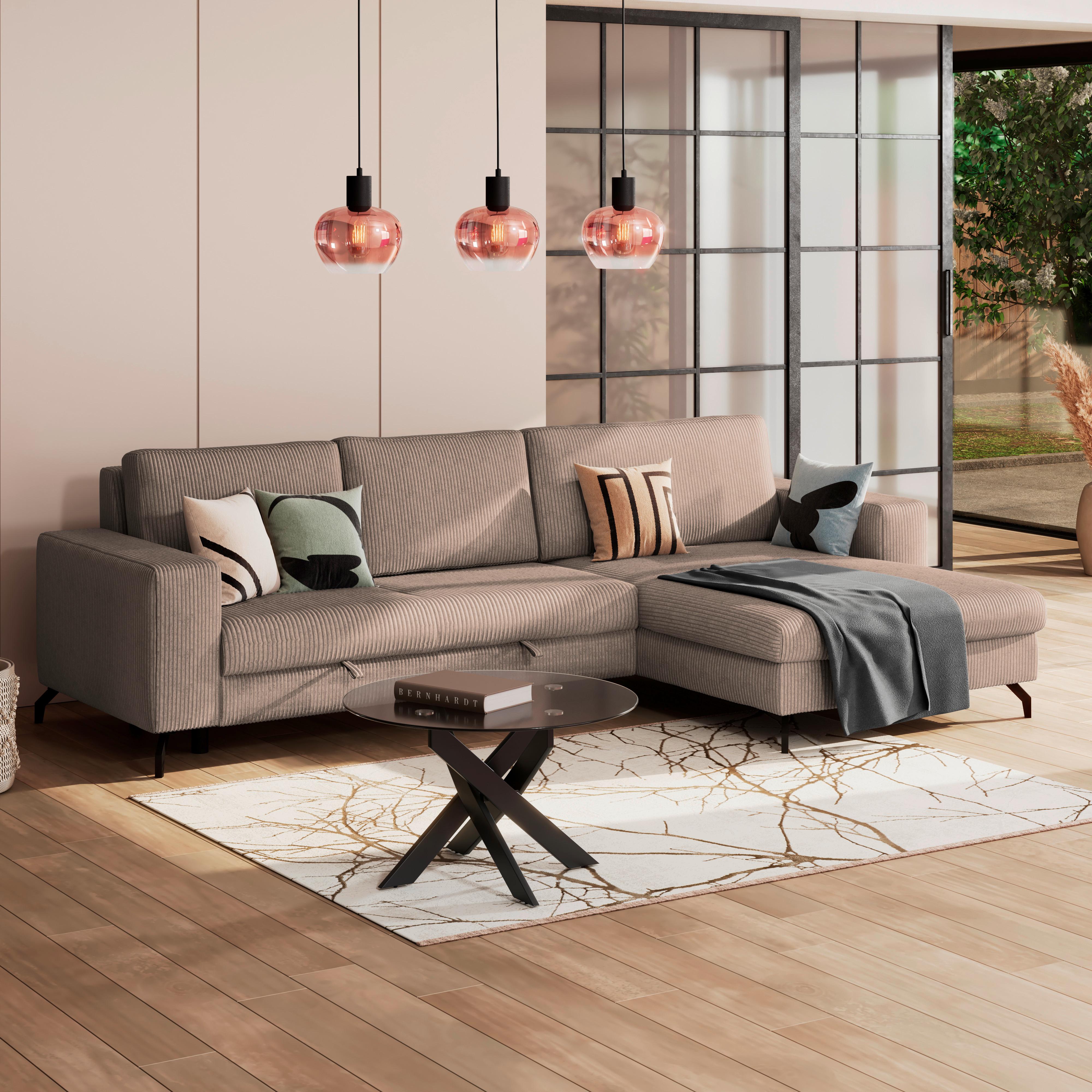 Kutna Garnitura Cloud - cappuccino, Trend, tekstil (290/178cm) - Modern Living