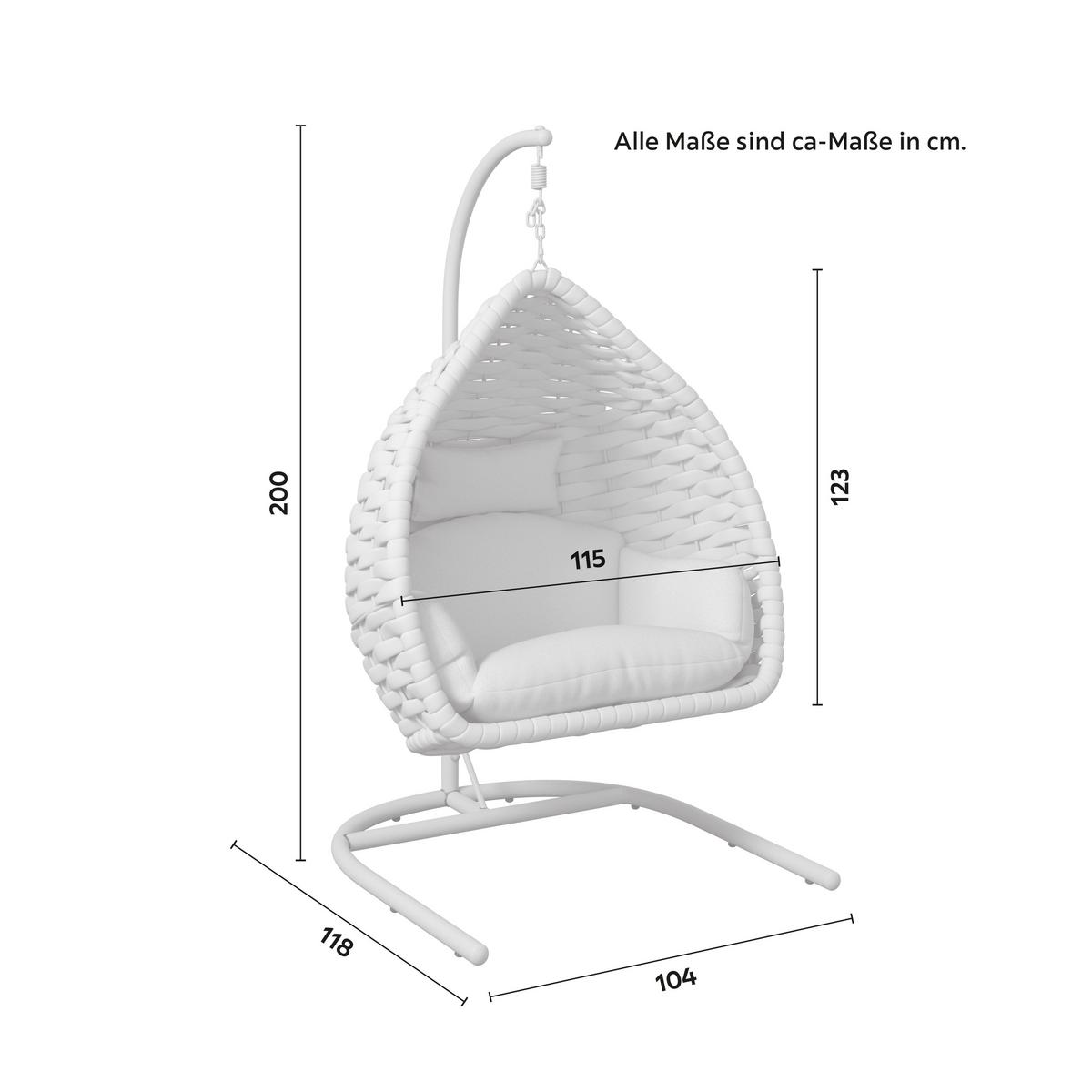 Függőfotel Sasa - krémszínű, Modern, műanyag/textil (115/200/118cm) - Bessagi Garden