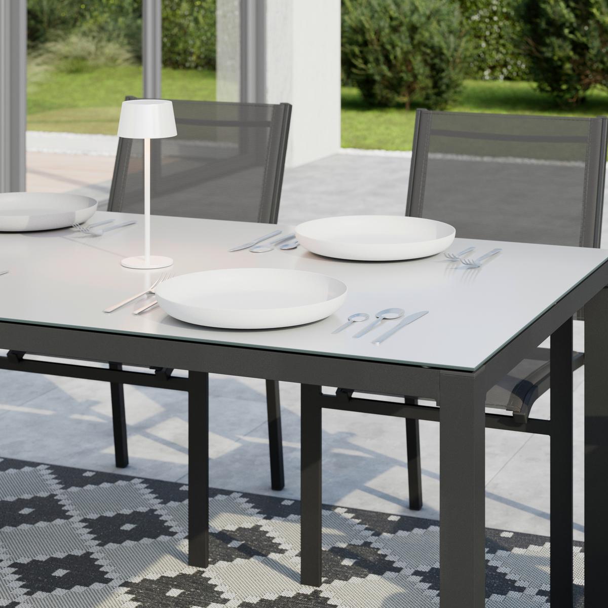 Gartentischgruppe Split Anthrazit, 7-teilig - Anthrazit, Basics, Glas/Textil (152/74/90cm) - Mömax