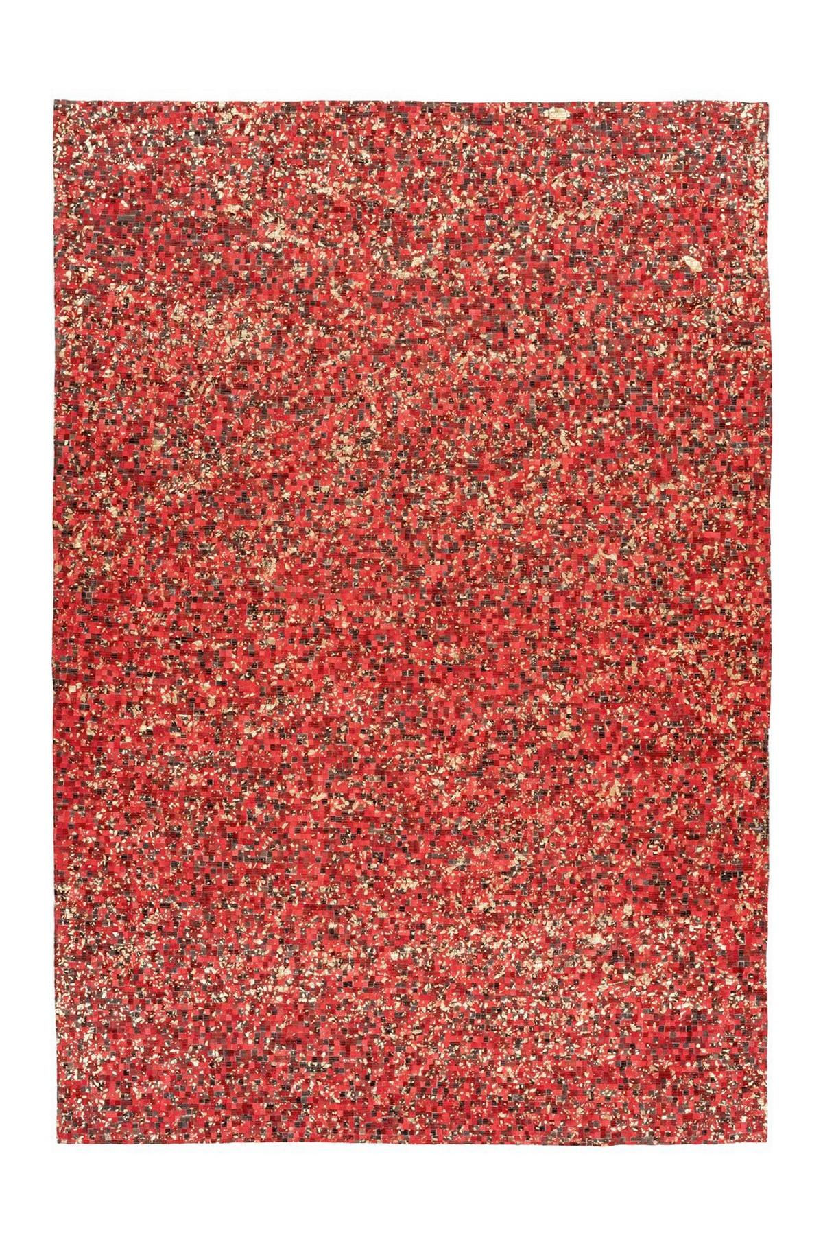 FLACHWEBETEPPICH FINISH 125 ROT / GOLD 200X290 - Rot/Goldfarben, Basics, Leder (200/290cm) - Kayoom