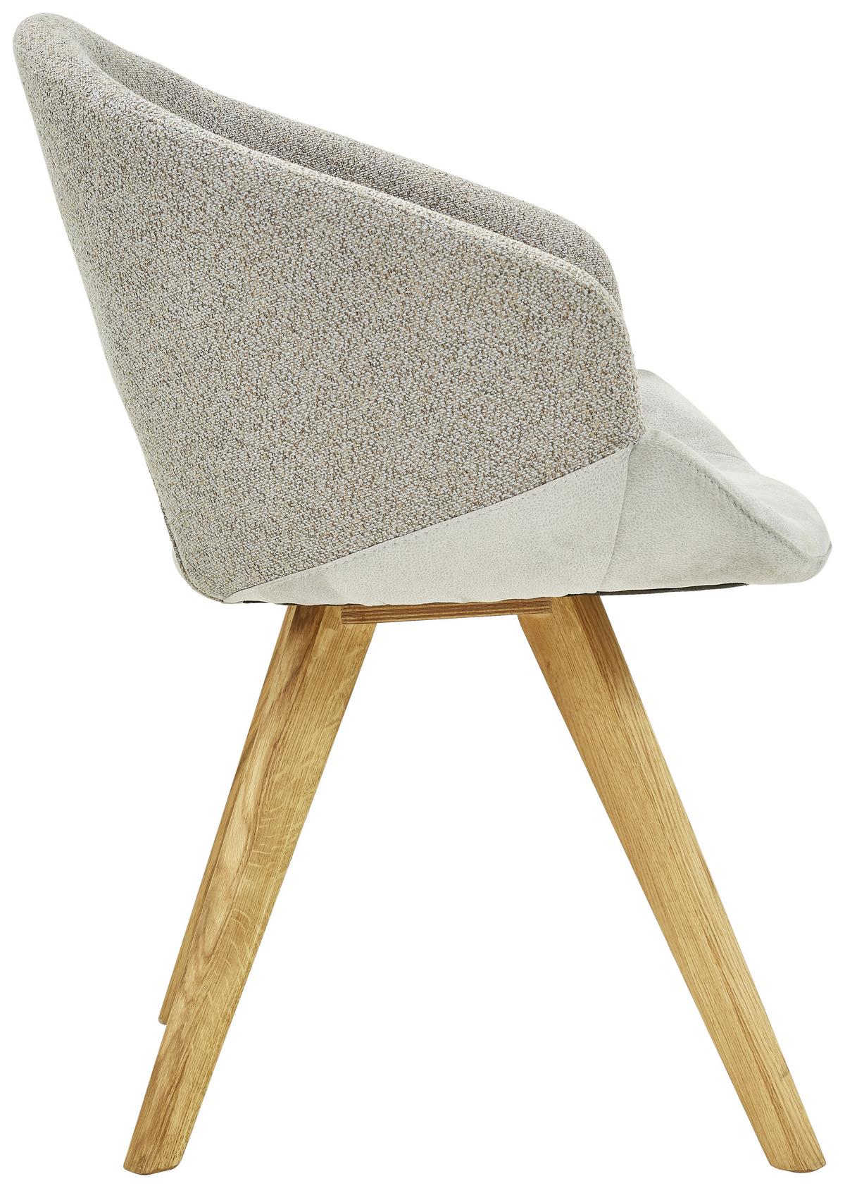 KRZESŁO Z PODŁOKIETNIKAMI RINCON - kolor dębowy/kremowy, Design, tkanina/drewno (58/83/59cm) - Linea Natura