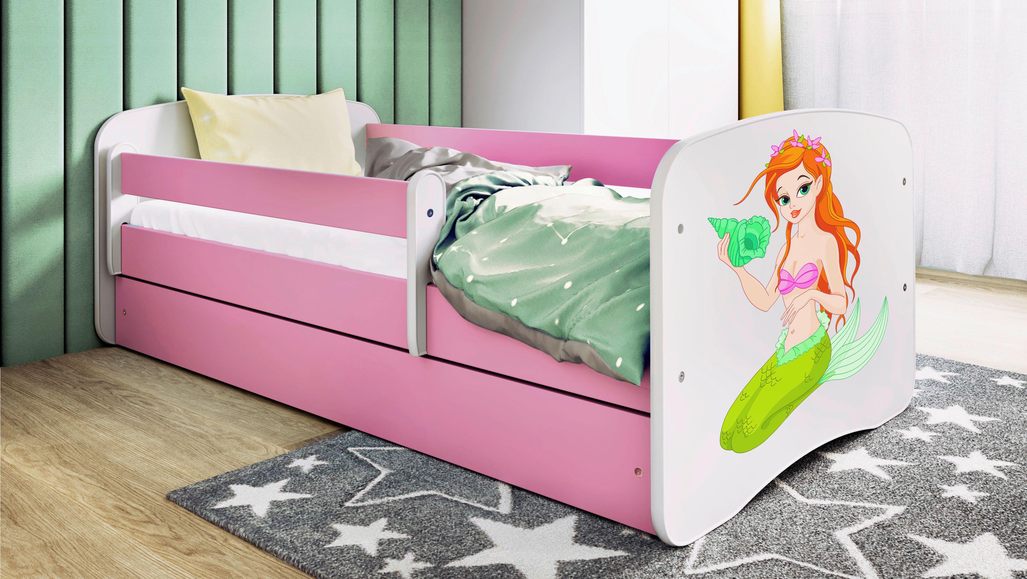 Otroška Postelja Babydreams, Bela, Roza, 80x160cm - pink/bela, Moderno, tekstil/leseni material (80/160cm) - MID.YOU