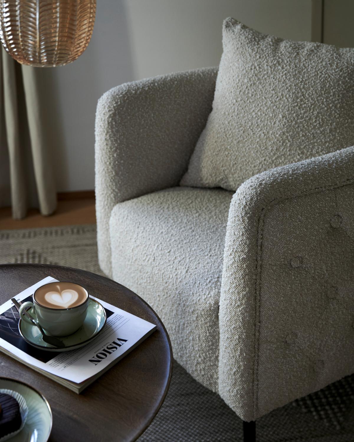 CHESTERFIELD-SESSEL TYRON -TREND- - Beige/Schwarz, Romantik / Landhaus, Holz/Textil (76/72/72cm) - Premium Living