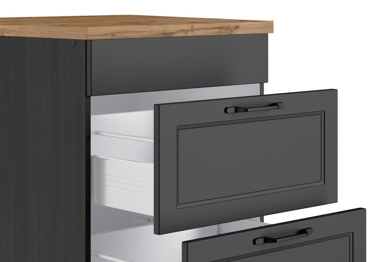 Kochfeldumbauschrank Meran ca. 60x86x60 cm Grau/Eiche - Eiche Wotan/Schwarz, LIFESTYLE, Holzwerkstoff/Metall (60/86/60cm) - Held