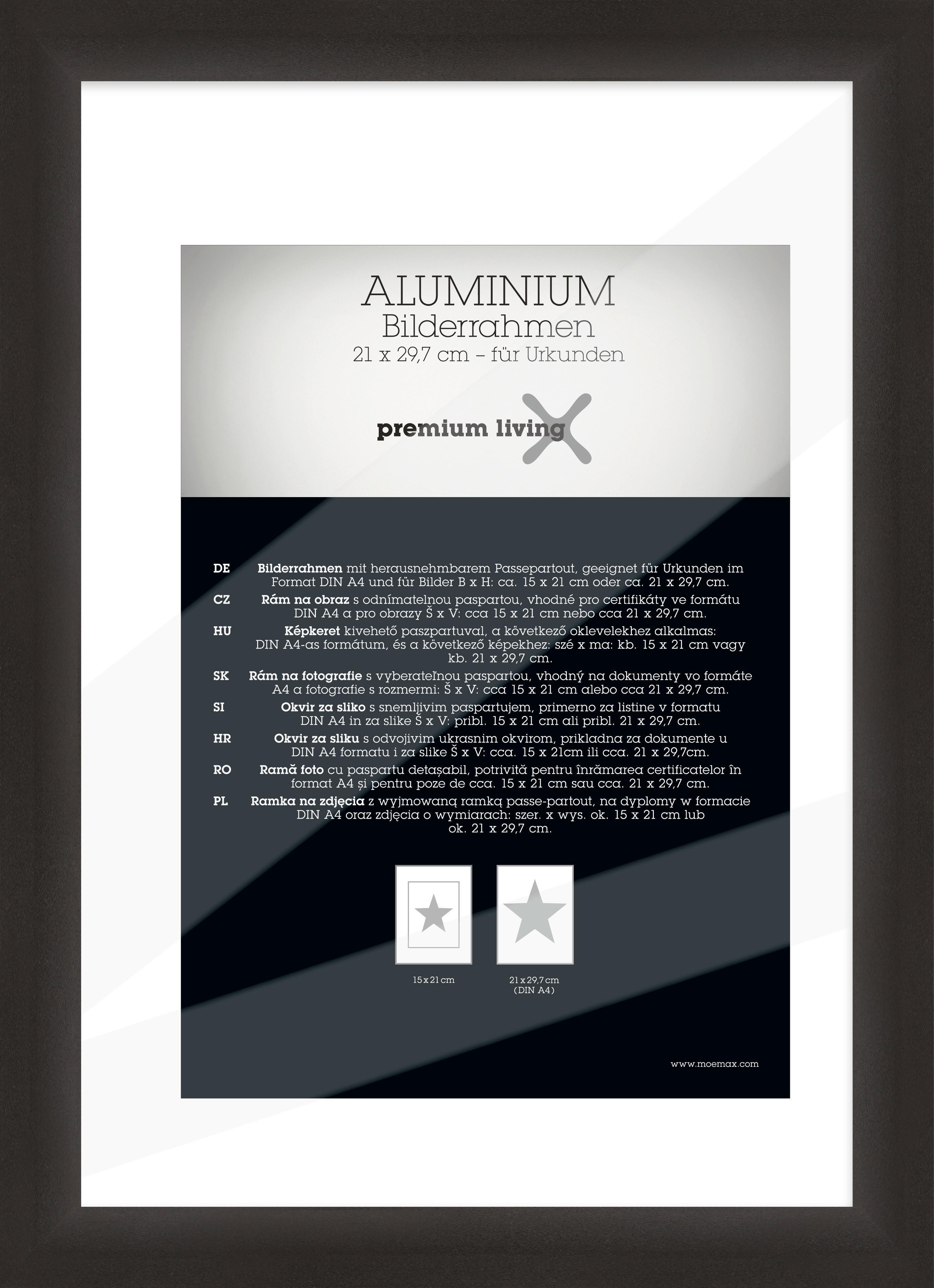 Rame Foto Aluminium - negru, Basics, metal (21/29,7cm) - Premium Living