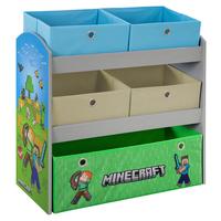 Otroški Regal Minecraft, Večbarvno - modra/siva, Moderno, tekstil/leseni material (60/63,5/30cm) - Minecraft