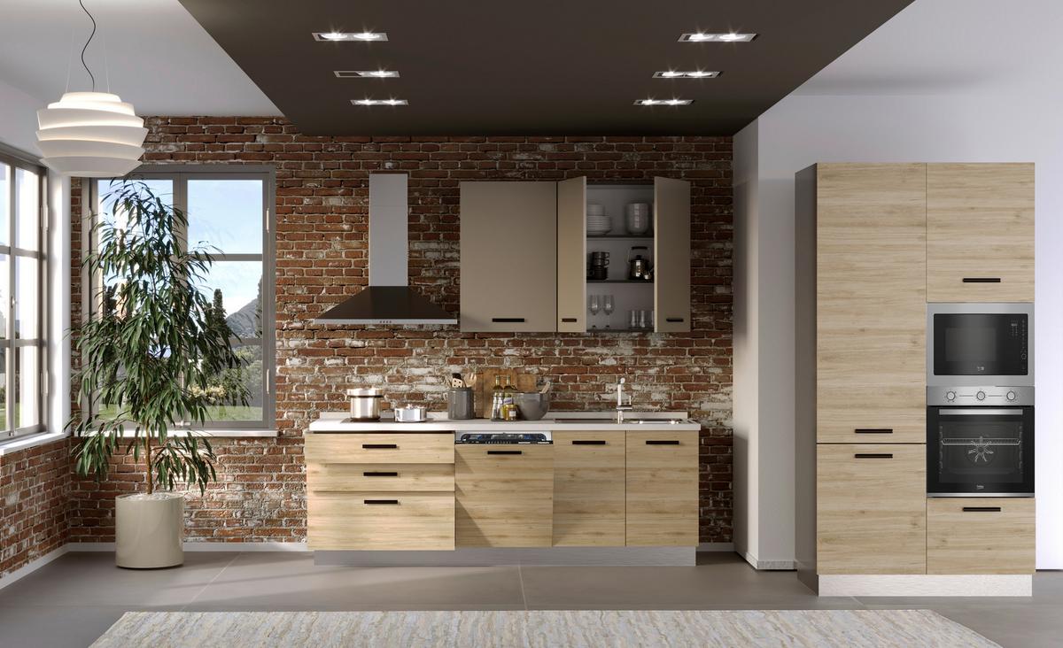 Blok Kuhinja Sa Uređajima Rovere - boja hrasta/kapućino, Moderno, metal/pločasti materijal (360/240/60cm) - Mömax
