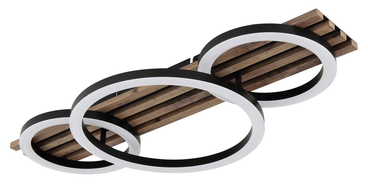 LED-DECKENLEUCHTE 67353D3 TISHA - Weiss/Dunkelbraun, Natur, Holzwerkstoff/Kunststoff (30/9,5cm) - Globo