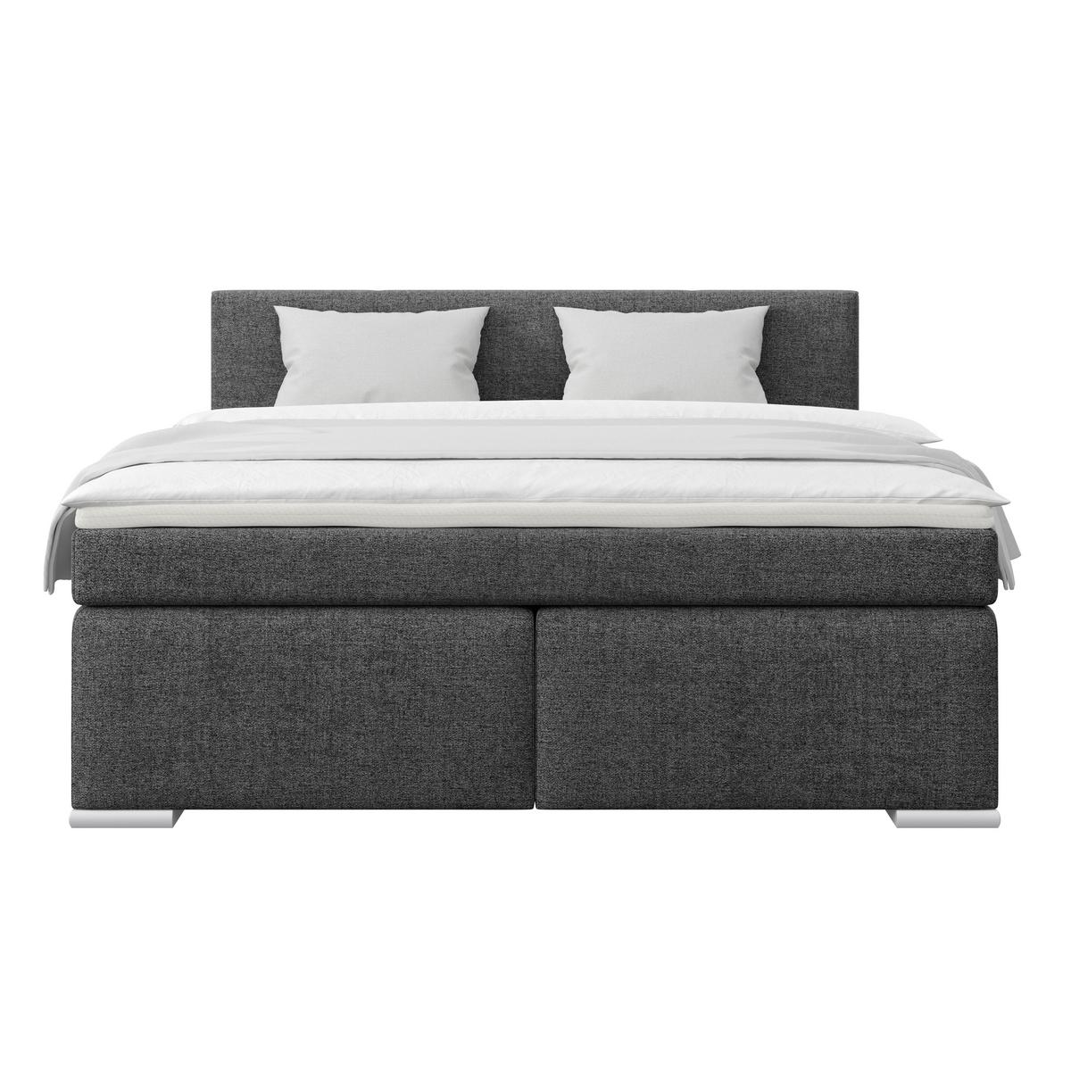 Boxspring Krevet Mira 1 - boje grafita/boje aluminija, Basics, tekstil/plastika (160/200cm)