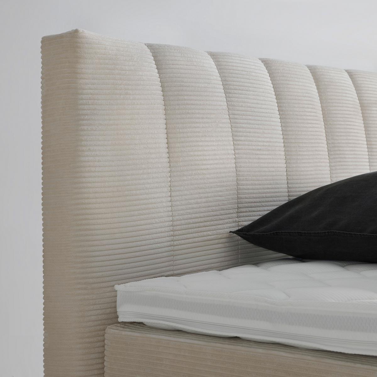 Boxspringbett Malaga Beige ca. 160x200cm - Beige/Silberfarben, KONVENTIONELL, Holz/Holzwerkstoff (160/200cm) - Premium Living