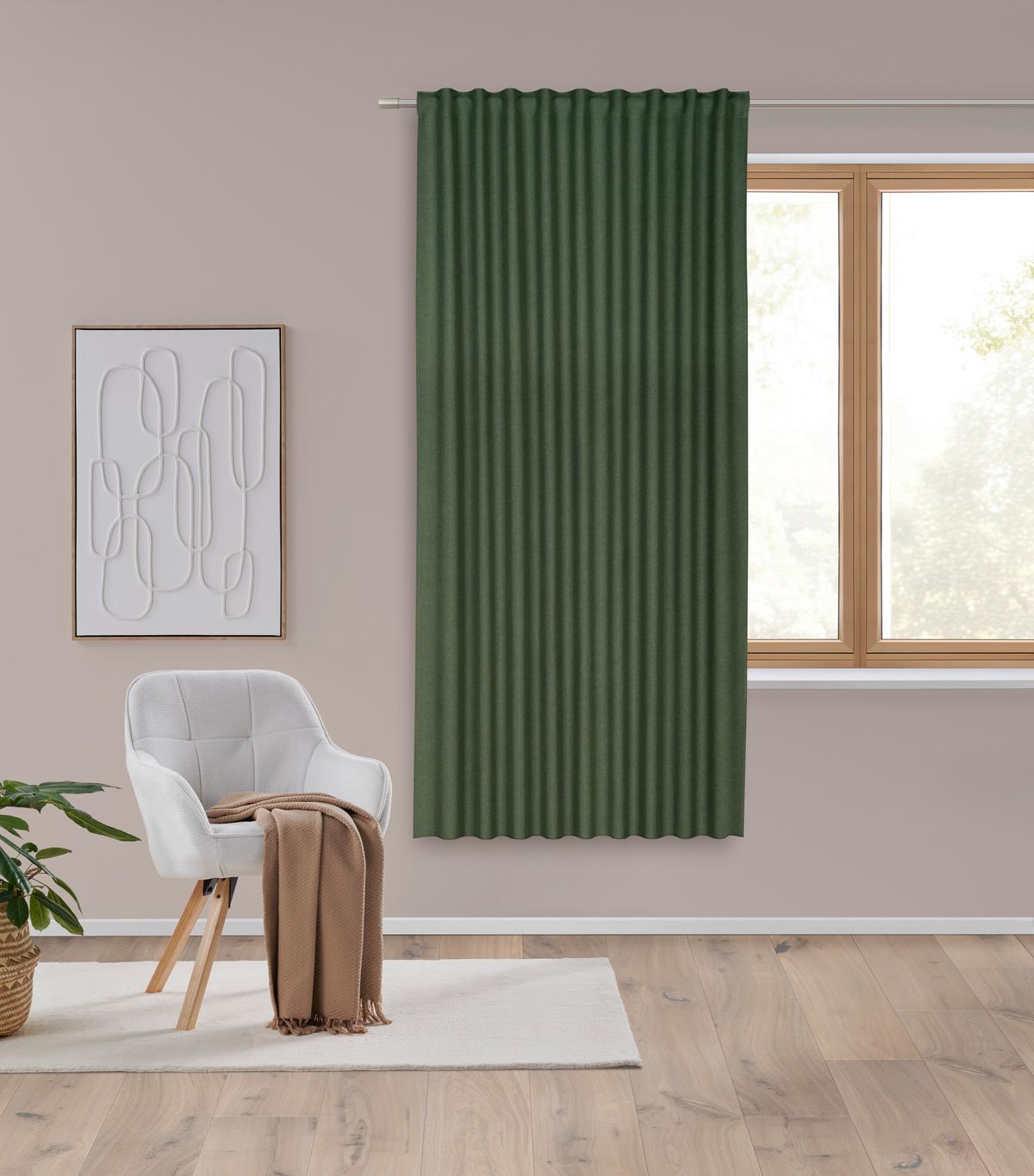 Rideau Ulrich In Dunkelgrün Ca. 135x175cm - Dunkelgrün, Textil (135/175cm) - Modern Living