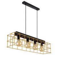 Hängeleuchte Merril max. 60 Watt - Goldfarben/Schwarz, Design, Holz/Metall (90/20/150cm) - Globo