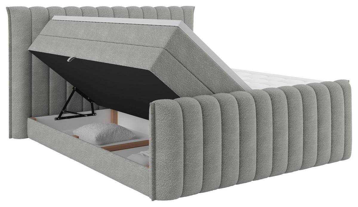 PAT BOXSPRING LINA - gri, Konventionell, plastic/lemn (200/220cm) - Premium Living
