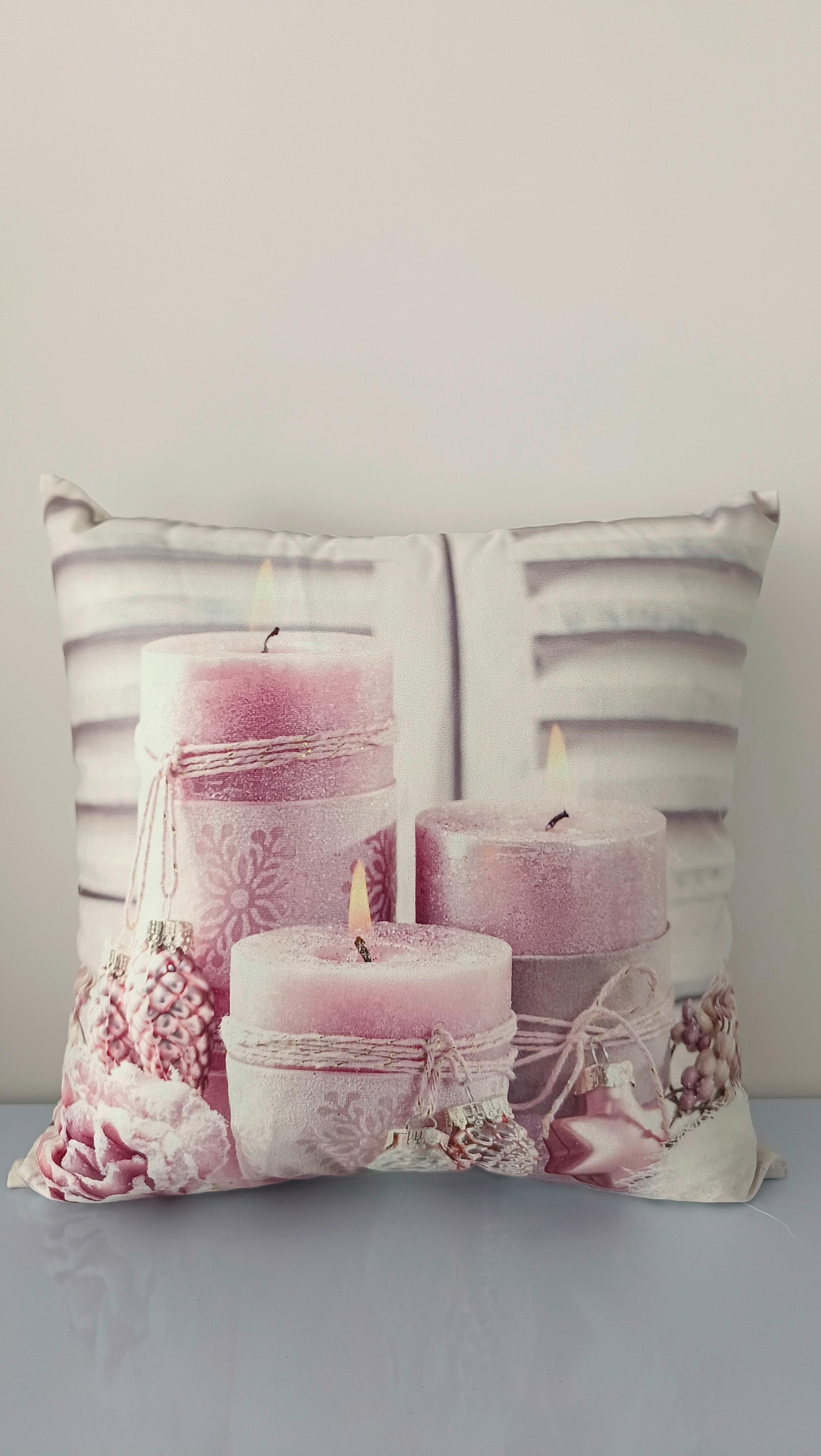Díszpárna Pink Candles - textil (45/45cm)