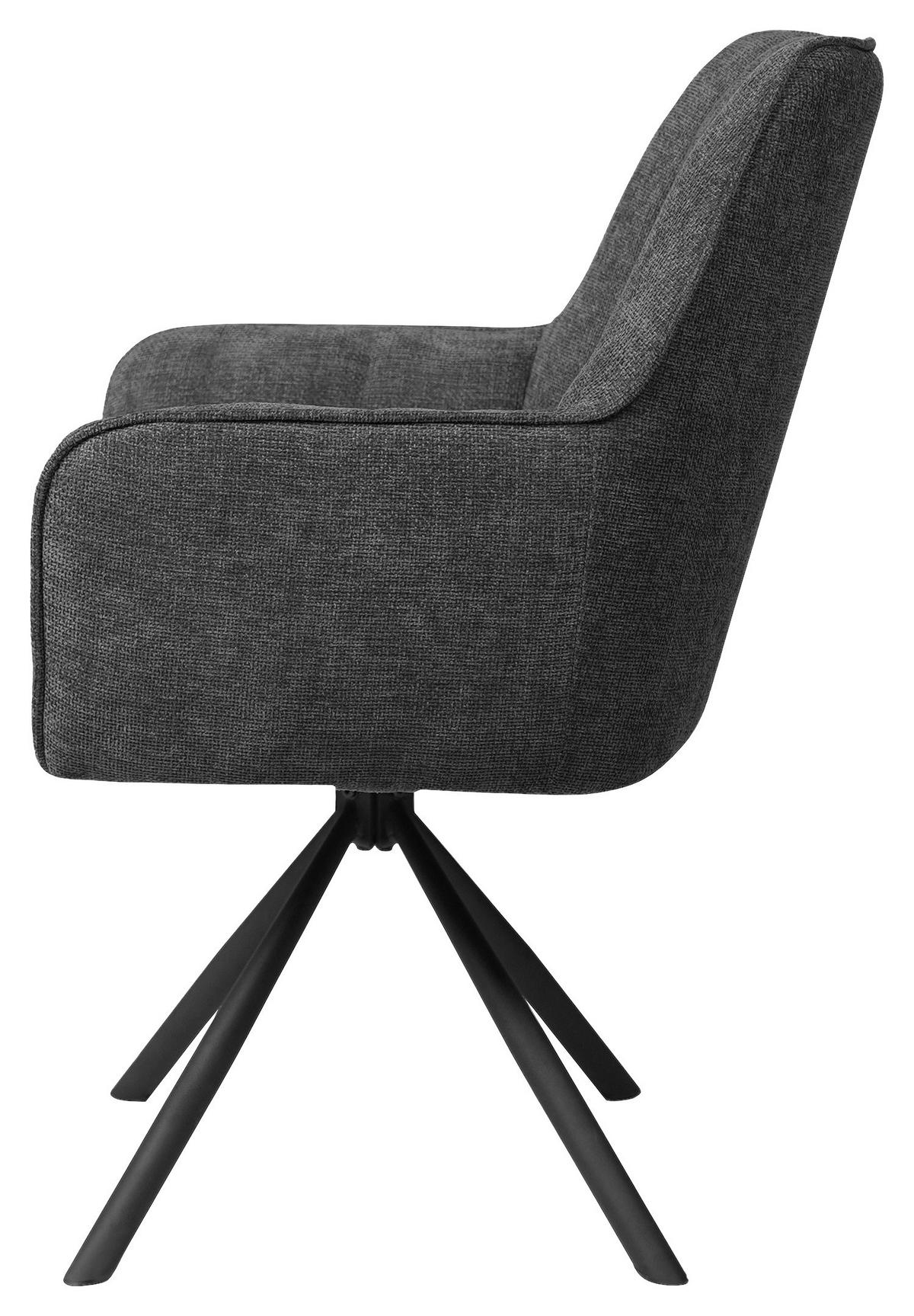 KRZESŁO Z PODŁOKIETNIKAMI JOSHUA - czarny/szary, Design, metal/tkanina (58/91/65cm) - Carryhome