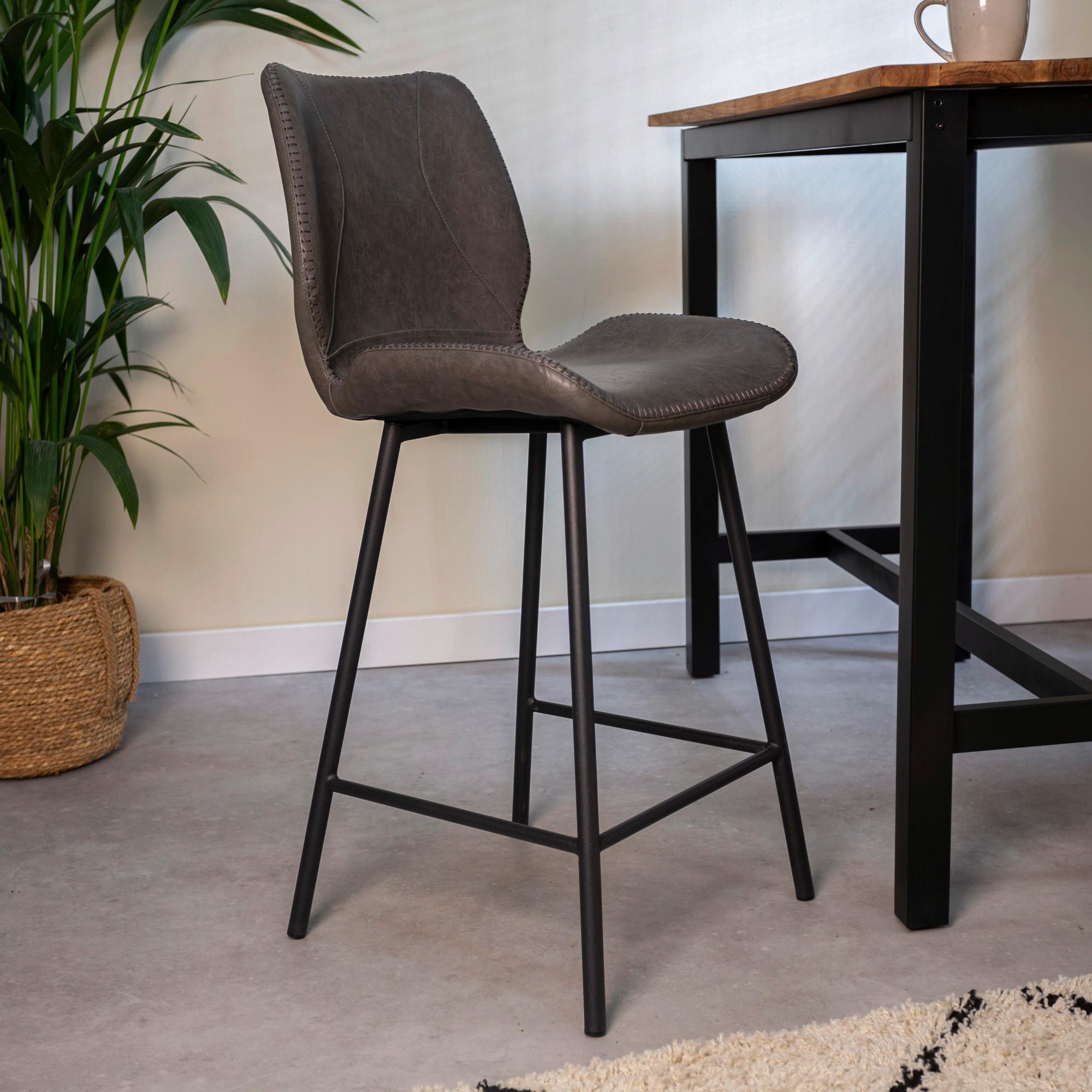 Barhocker-Set Barron 2er-Set ca. 47x99 cm Anthrazit - Anthrazit/Schwarz, KONVENTIONELL, Kunststoff/Textil (47/99/40cm) - MID.YOU