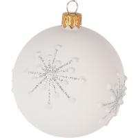 Staklena Kuglica Za Bor Eira, Ø: 8cm - srebrne boje/bijela visoki sjaj, Basics, staklo (8cm)