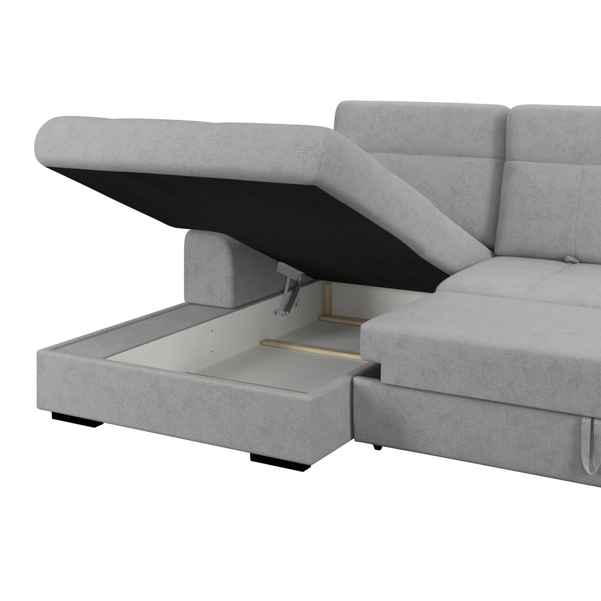 Kutna Garnitura Malaga - siva/crna, Konvencionalno, tekstil/drvo (203/286cm) - Modern Living