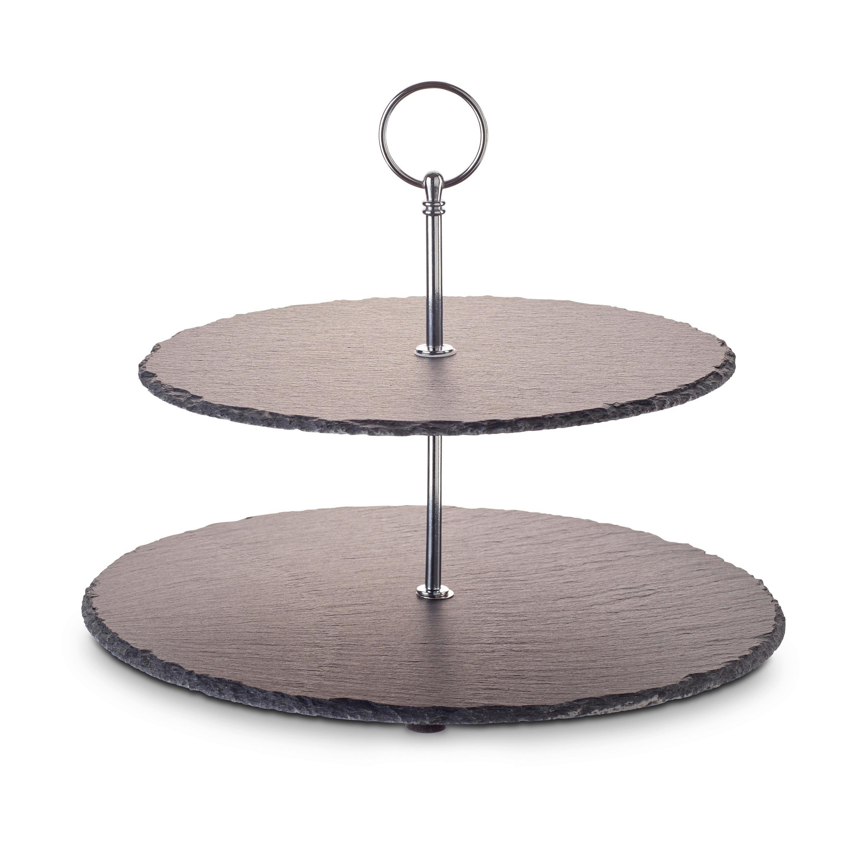 Suport brioșe 2 etaje - argintiu, Basics, metal/piatră (30/25/40cm) - Echtwerk