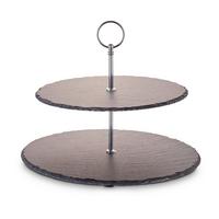 Suport brioșe 2 etaje - argintiu, Basics, metal/piatră (30/25/40cm) - Echtwerk