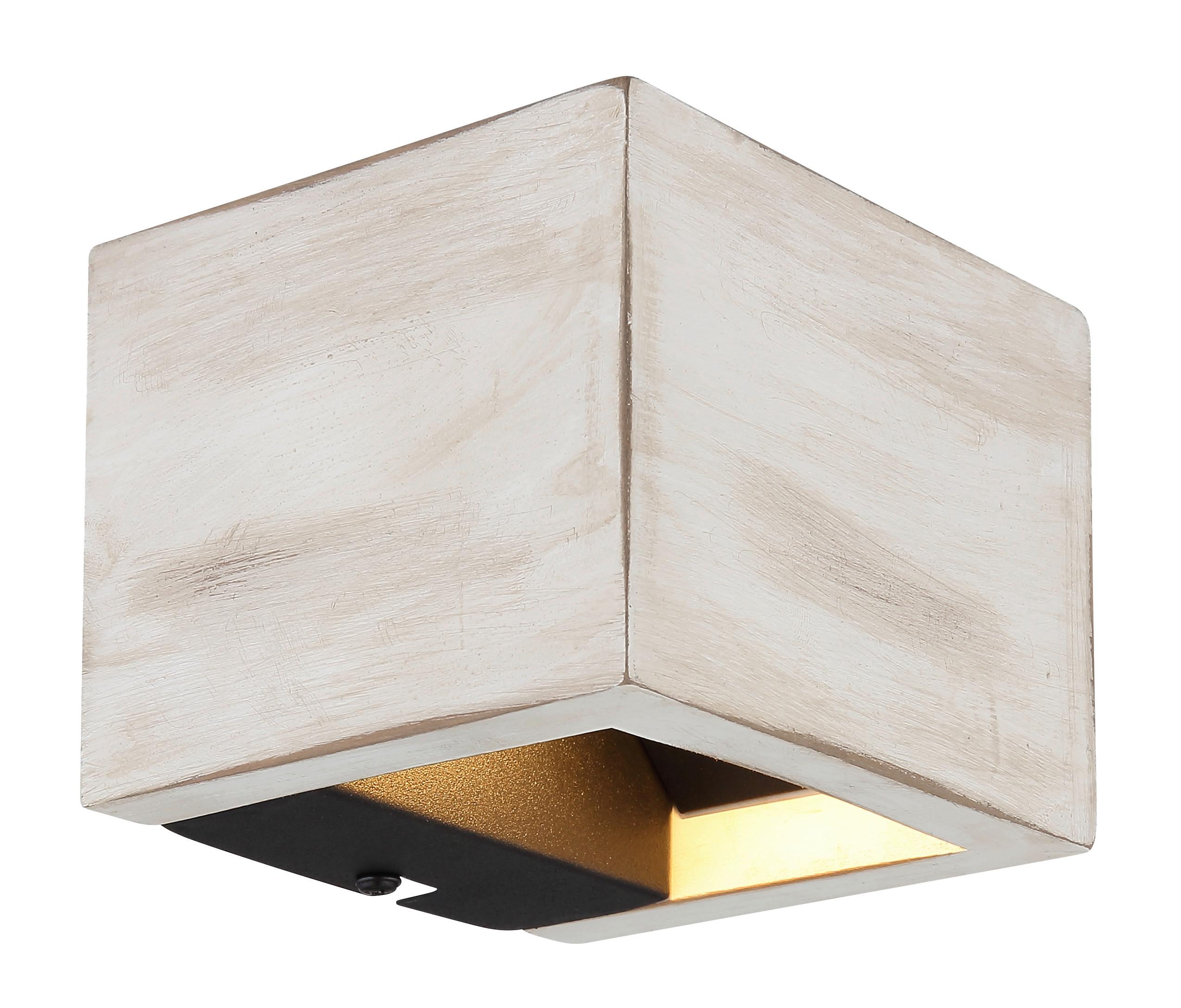 LED-Wandleuchte Alina Schwarz/Weiß max. 8 Watt - Schwarz/Weiß, Design, Holzwerkstoff/Metall (13.2/11.3/9.8cm) - Globo