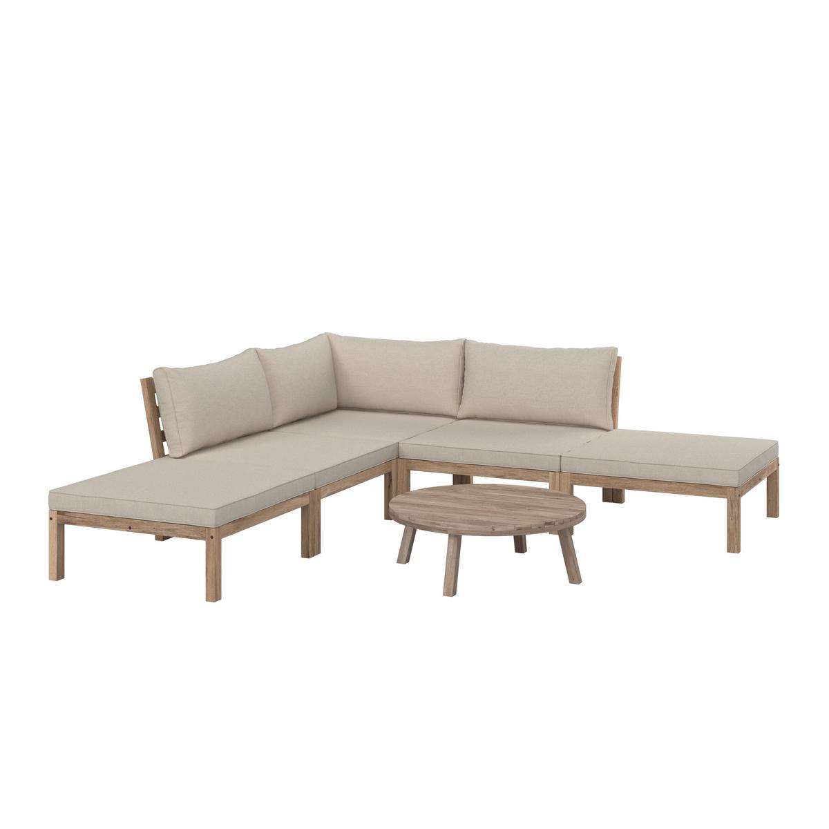 Lounge Garnitura Lina, Krem - krem barve/barve akacije, Moderno, tekstil/les (250/70/80cm) - Bessagi Garden