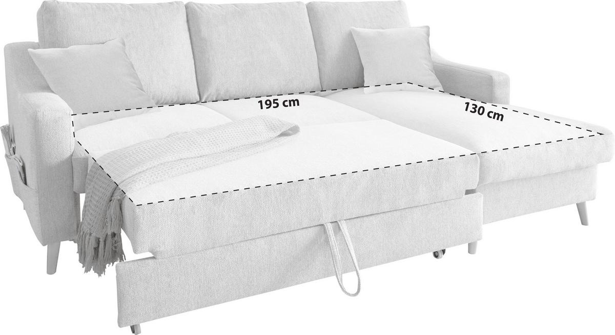 Ecksofa Valentina Cord ca. 228x150 cm Graubraun - Graubraun/Naturfarben, Design, Holz/Textil (228/150cm) - P & B