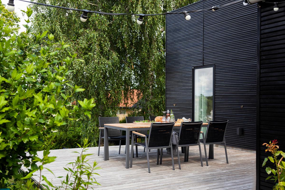 Gartentisch Mood Extreme Anthrazit/Teak - Anthrazit/Teakfarben, Natur, Holz/Metall (209/100/74cm) - Gardenson