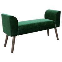 PLAYBOY Hockerbank Tiffany Samt Grün H: 54,50 cm - Walnussfarben/Grün, MODERN, Holz/Textil (92.7/54,5/30cm) - Playboy