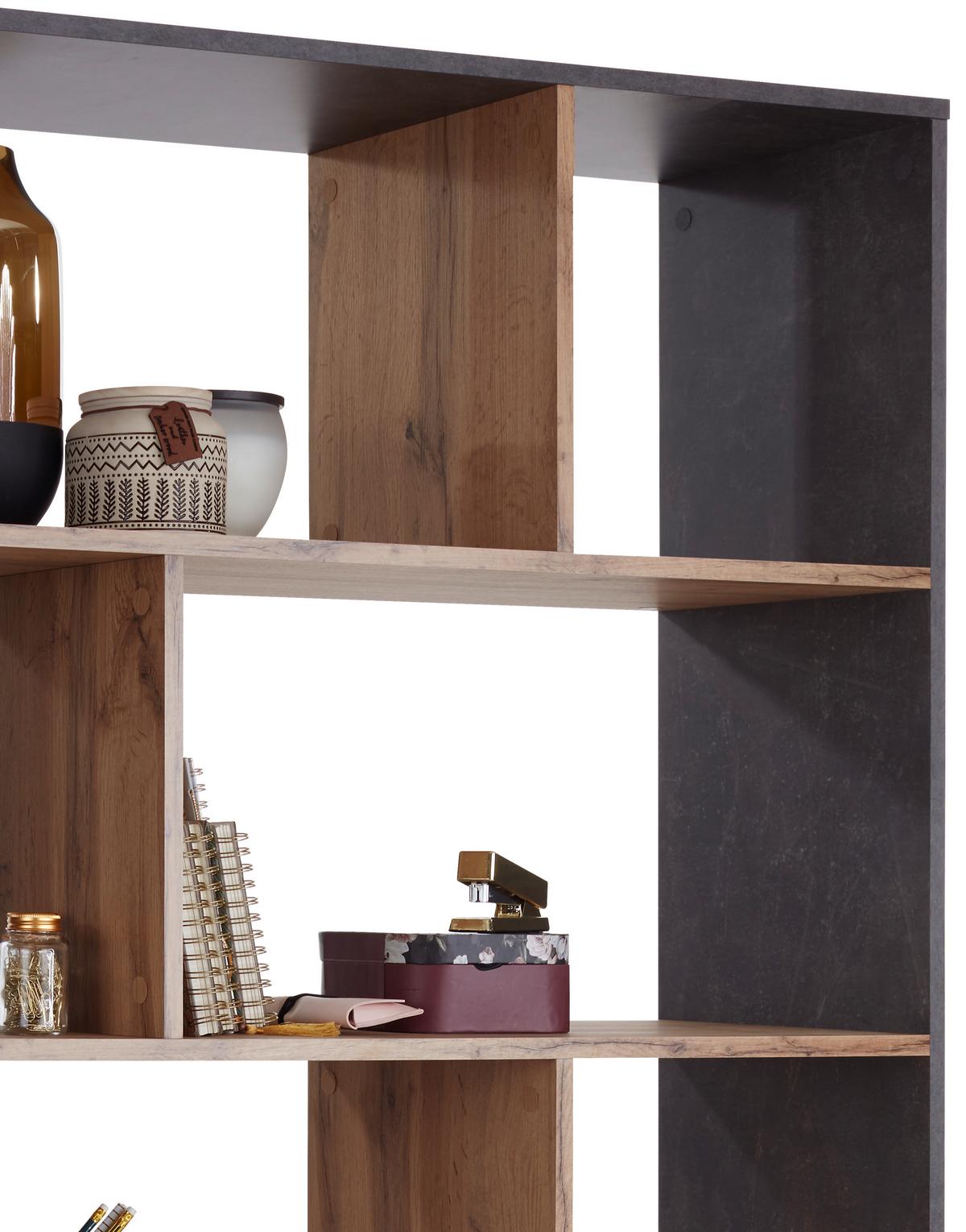 Mobilier despărțitor Roberto - culoare lemn stejar/gri, Modern, material pe bază de lemn (110/185/32cm) - Modern Living