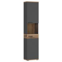 Magasszekrény Cotia - tölgyfa színű/fekete, Modern, faalapú anyag/fém (40/187,6/30cm)