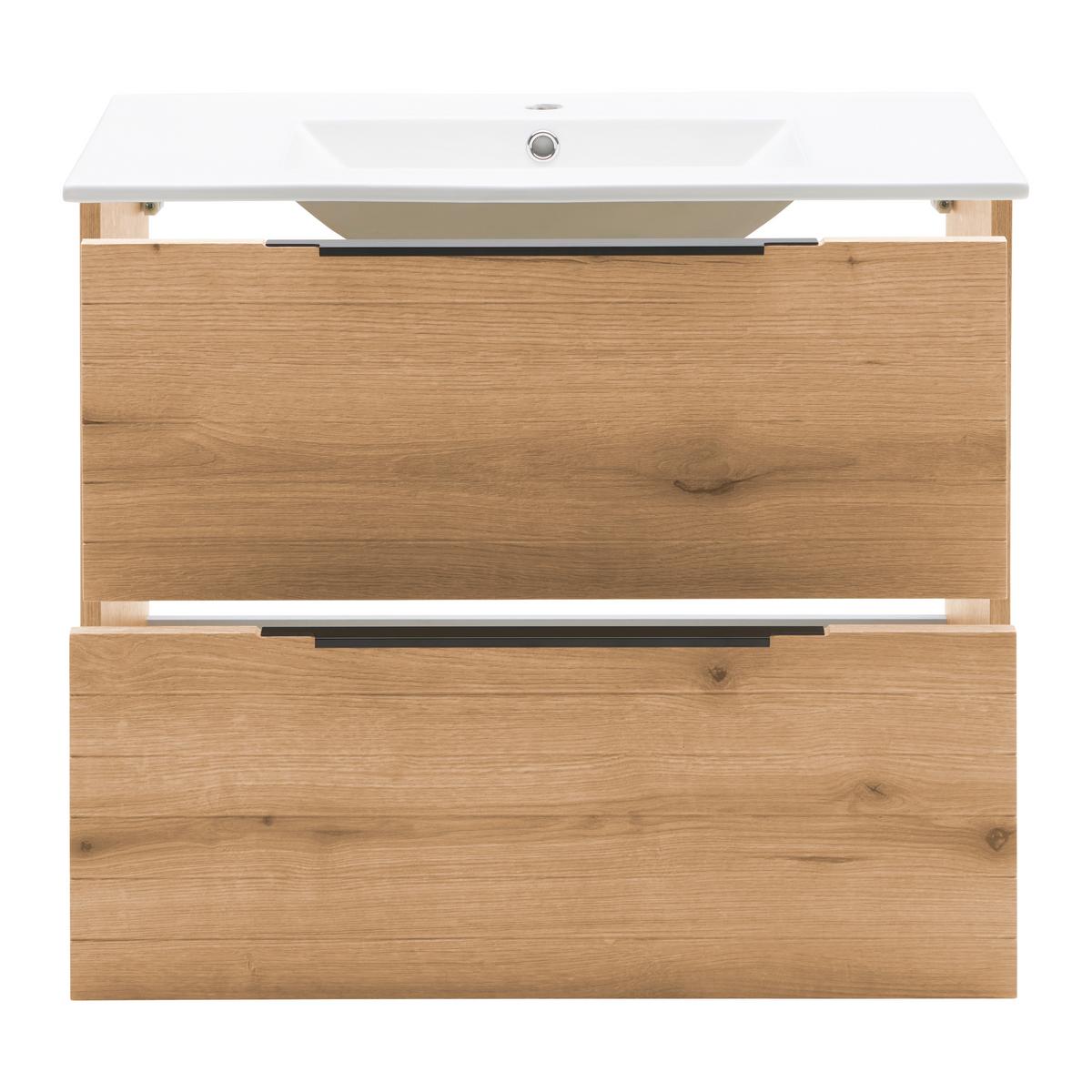 Waschtischkombi Aris Eichefarben - Eichefarben/Schwarz, MODERN, Keramik/Holzwerkstoff (80/60/45cm) - Mömax