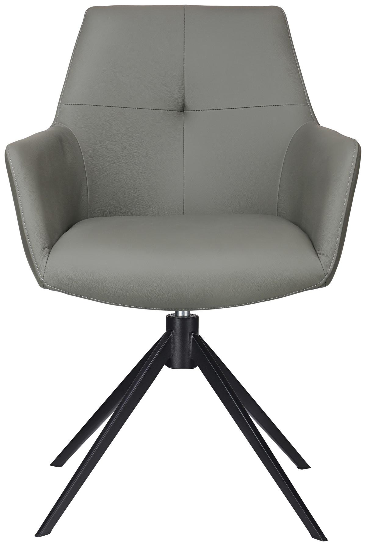 KRZESŁO Z PODŁOKIETNIKAMI MEDUSA -EXKLUSIV- - antracytowy/czarny, Konventionell, skóra/metal (59,5/87,5/63cm) - Novel