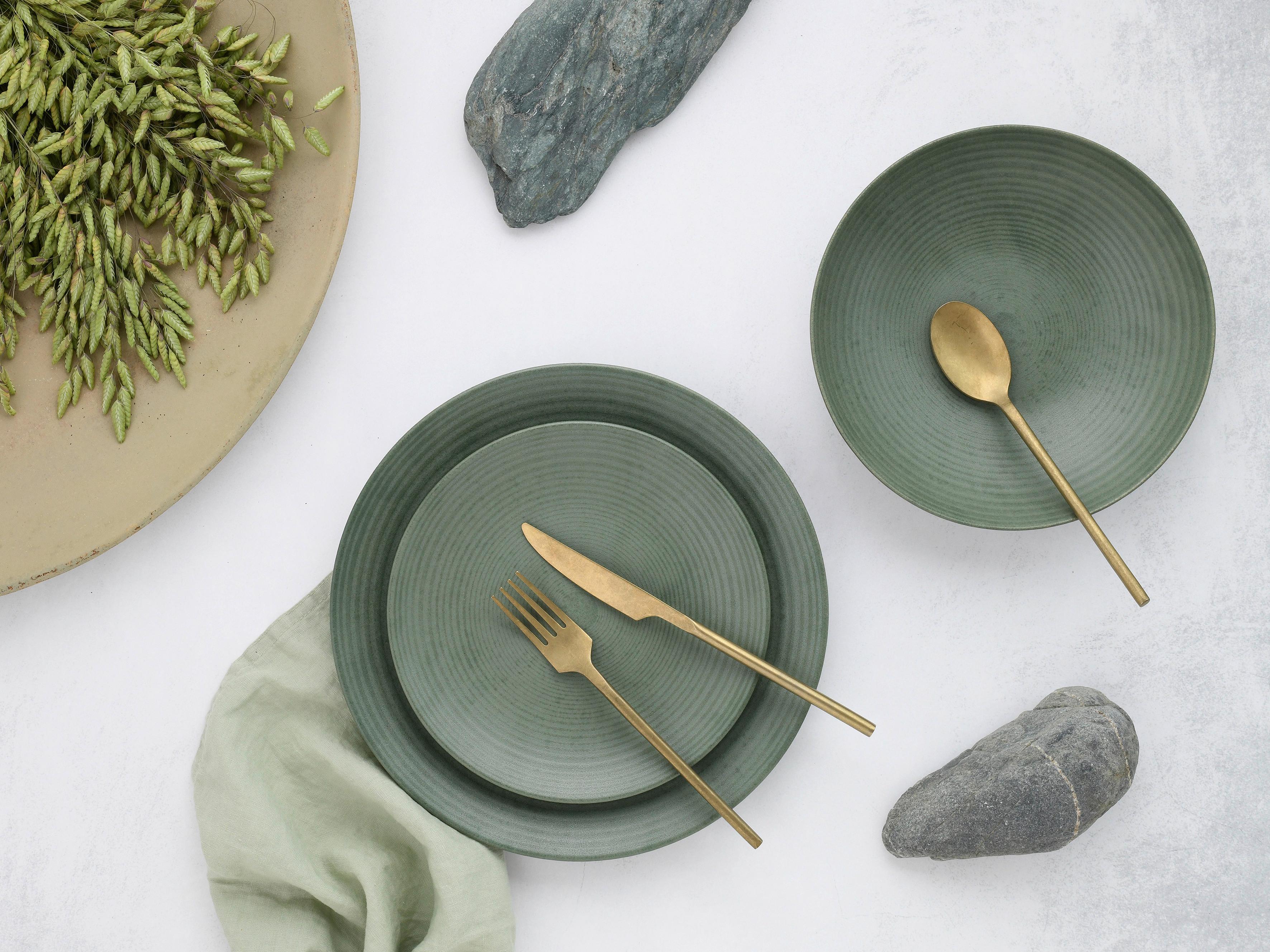 Jedilni Servis Catania Eukalyptus, 12-Delni - zelena, Basics, keramika - Creatable