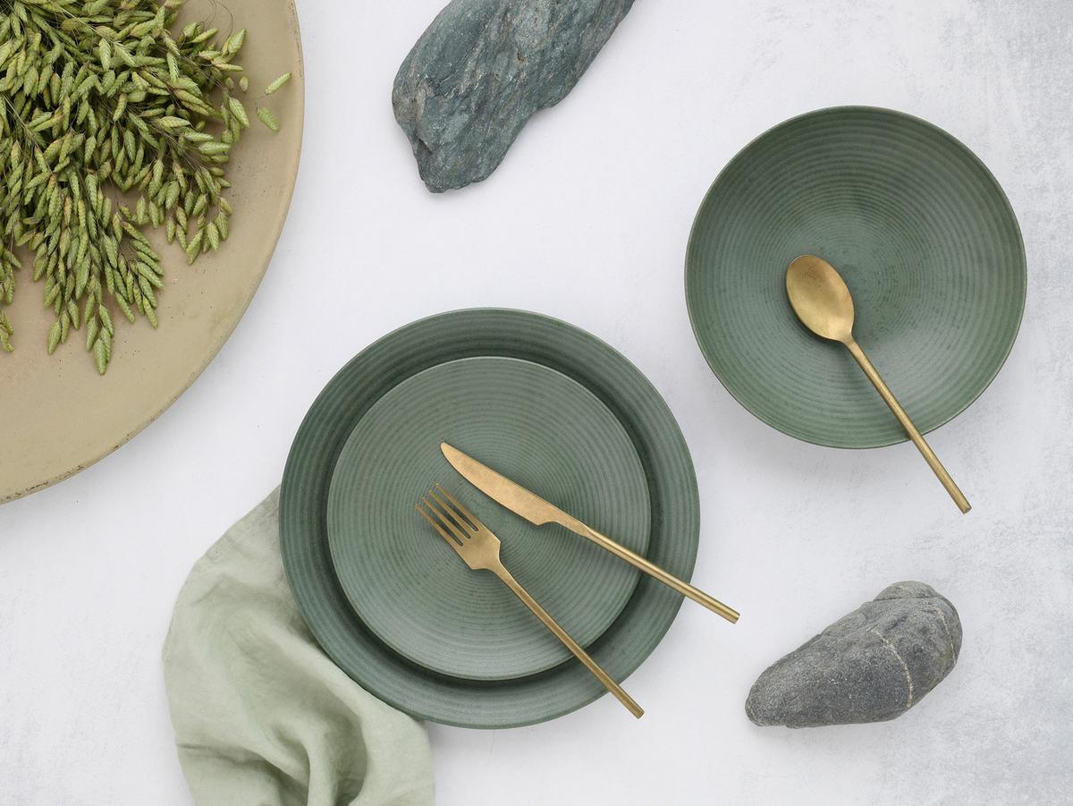 Jedilni Servis Catania Eukalyptus, 12-Delni - zelena, Basics, keramika - Creatable
