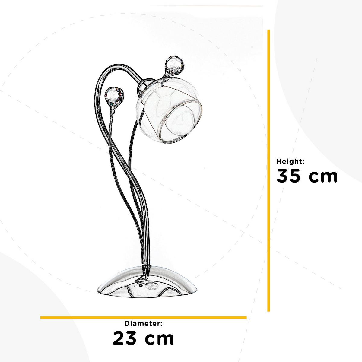 Asztali Lámpa 4775/l - krómszínű, Konventionell, üveg/fém (23/35cm)
