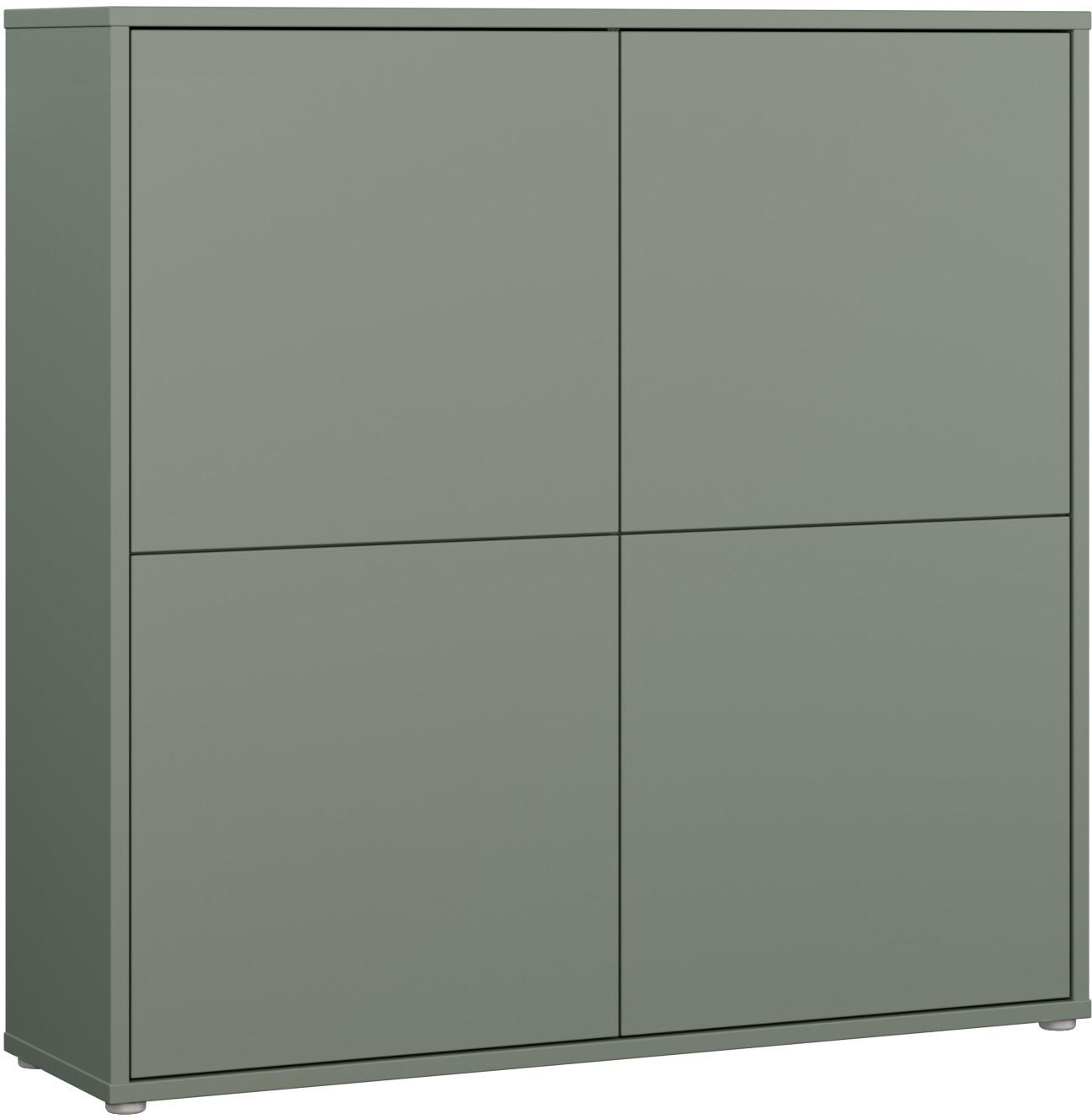 Visoka Komoda Alice, Žajbljevo Zelena - siva/žajbljevo zelena, Moderno, umetna masa/leseni material (124,5/121,5/34,9cm) - Carryhome