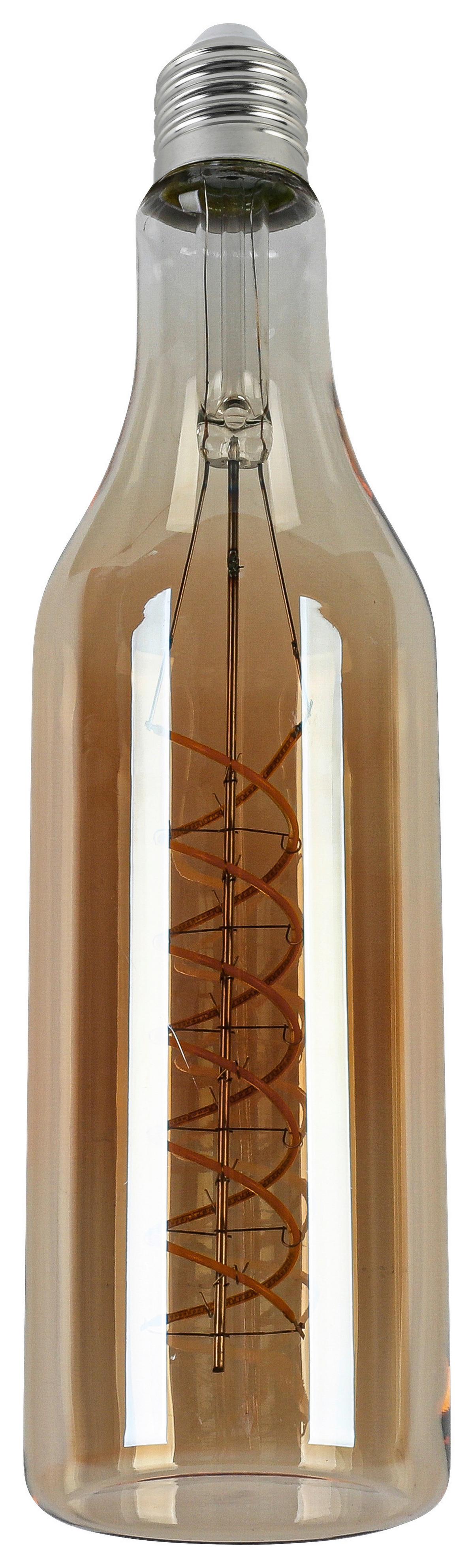 LED-Leuchtmittel Flasche Bernsteinfarben max. 4 Watt - Bernsteinfarben, Romantik / Landhaus, Glas/Metall (7,5/27,5cm) - Mömax