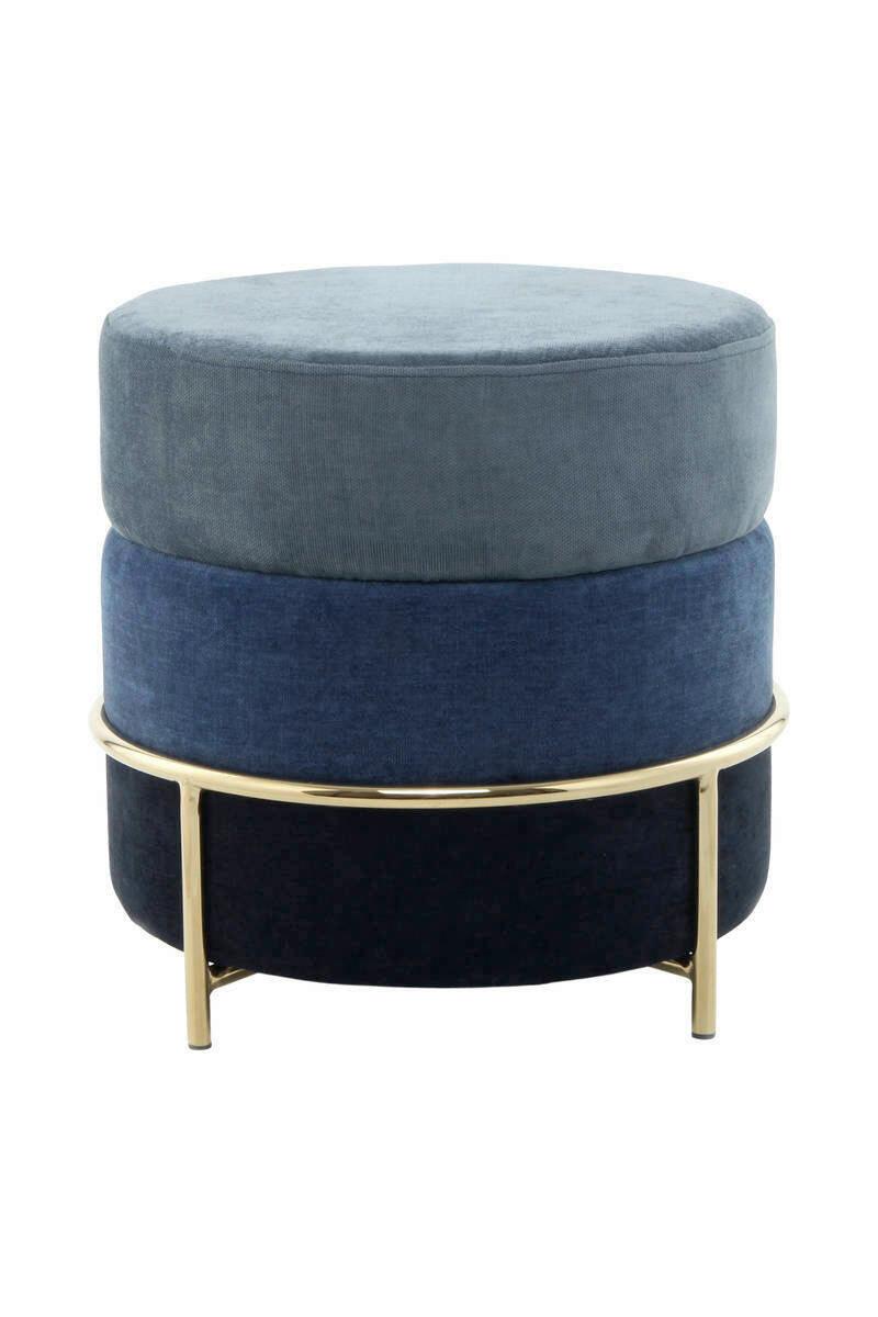 HOCKER XY88O-BLU - Blau/Goldfarben, Basics, Holzwerkstoff/Textil (48,5/46/48,5cm) - Kayoom