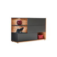 Sideboard Silk Anthrazit/Eiche Wotan - Anthrazit/Eiche Wotan, MODERN, Glas/Holzwerkstoff (120/77/40cm) - P & B