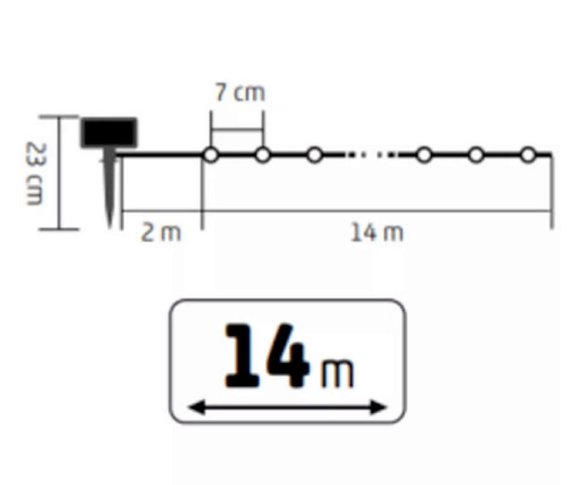 Szolár Fényfüzér 200db LED - fehér, műanyag (1600cm)