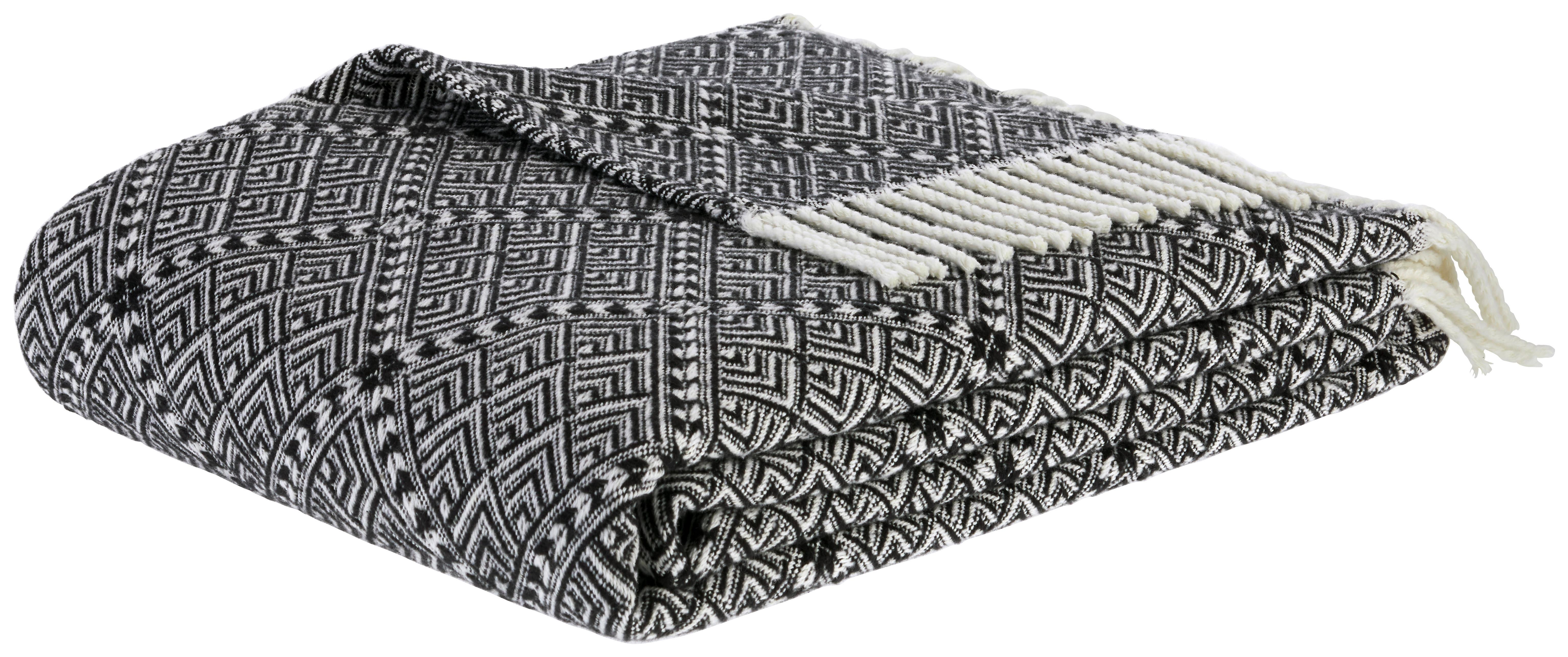 Decke Samira in Natur/Schwarz ca. 130x170cm - Schwarz/Naturfarben, LIFESTYLE (130/170cm) - Modern Living