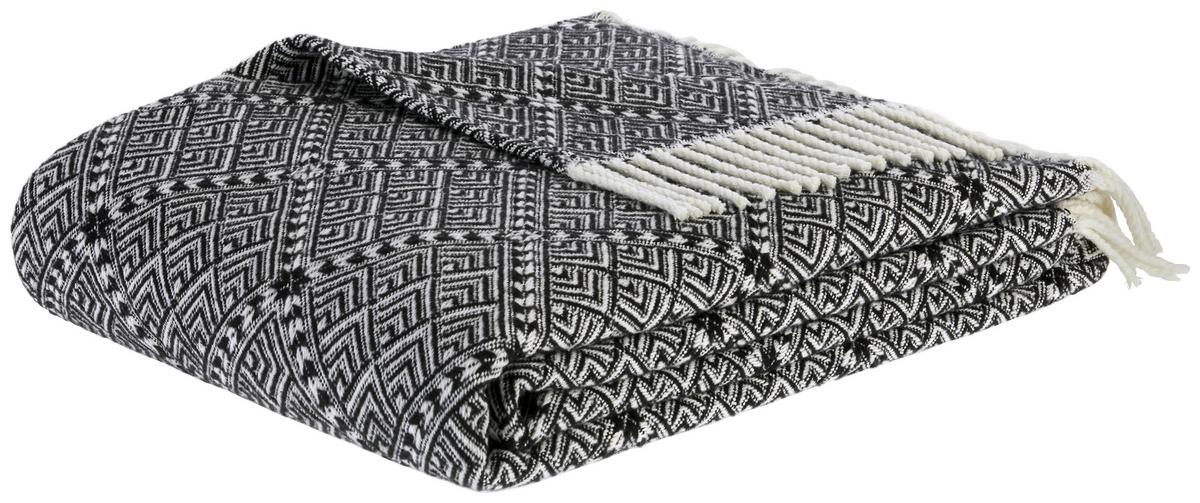 Decke Samira in Natur/Schwarz ca. 130x170cm - Schwarz/Naturfarben, Lifestyle (130/170cm) - Modern Living
