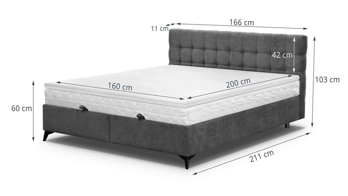 Boxbett Magic Taupe ca. 160x200cm - Taupe/Schwarz, KONVENTIONELL, Holzwerkstoff/Kunststoff (160/200cm) - Mömax