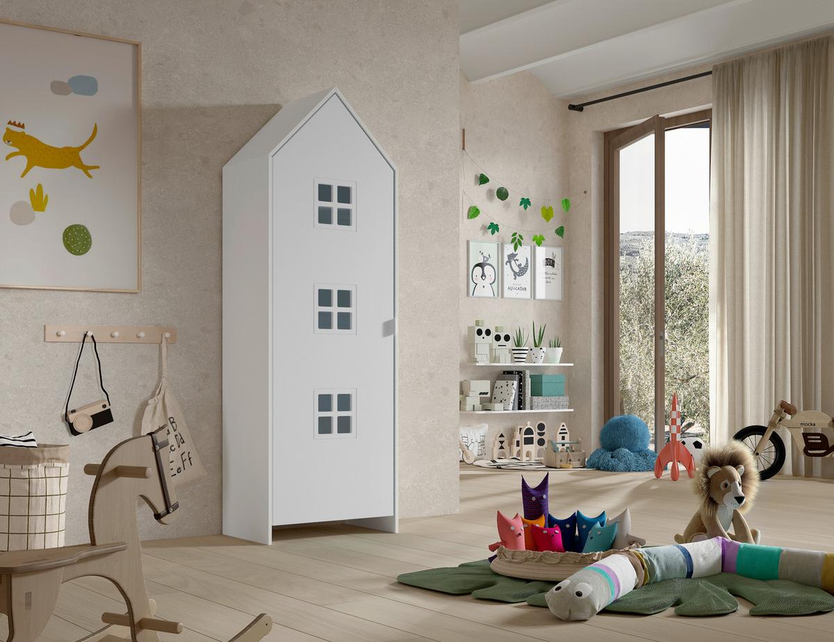 Kinderkleiderschrank Casami ca. 58x171x37 cm Weiß - Weiß, MODERN, Holzwerkstoff/Metall (57,6/171,3/37cm) - MID.YOU