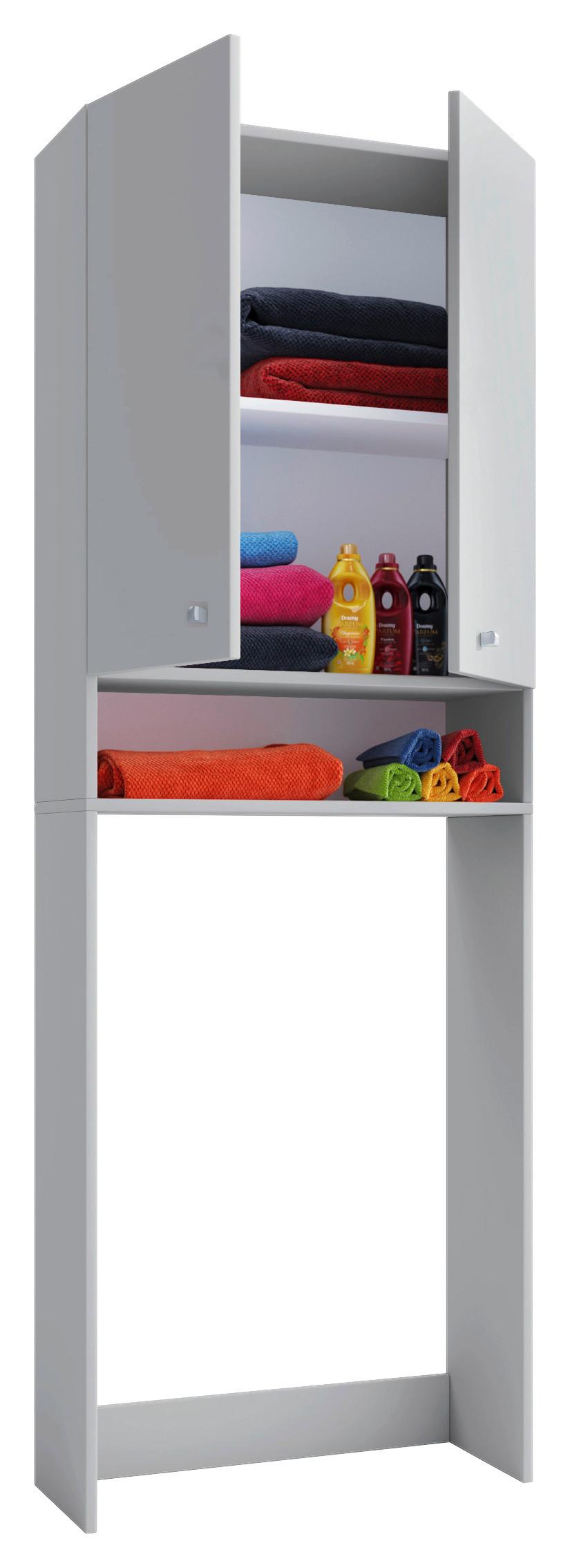 Waschmaschinenschrank LONA Grau ca. 64x182x27cm - Grau, Basics, Holzwerkstoff/Kunststoff (64,2/182/27cm) - MID.YOU