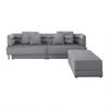 Wohnlandschaft Eliza Hellgrau Samt - Hellgrau/Schwarz, MODERN, Holz/Kunststoff (260/75/210cm) - Bessagi Home